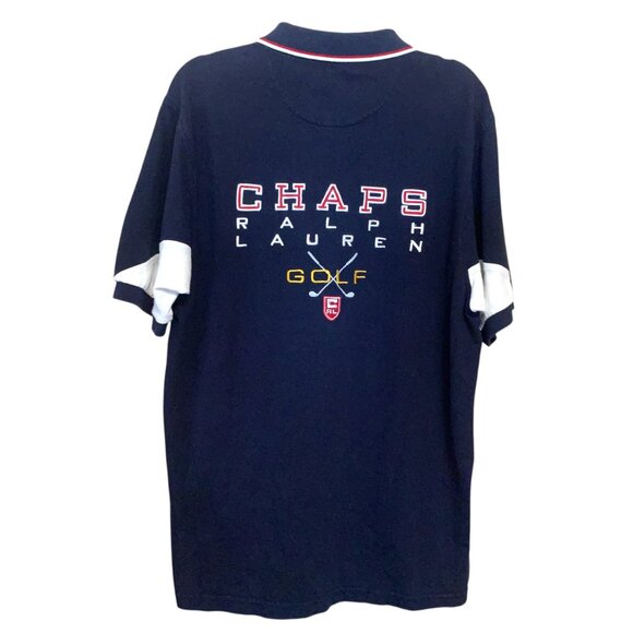 VTG Ralph Lauren Chaps Golf Polo Blocked Colors Large Spell Out on Back Preppy - Picture 7 of 9